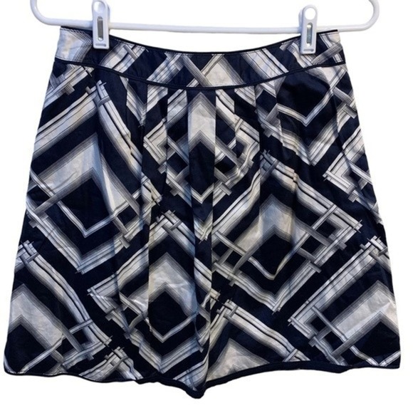 Vintage Talbots Petites Navy Blue Geometrical Retro Skirt Size 4 - Picture 2 of 8